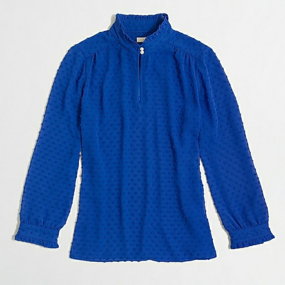JCREW Factory Ruffle Chiffon Dot Top